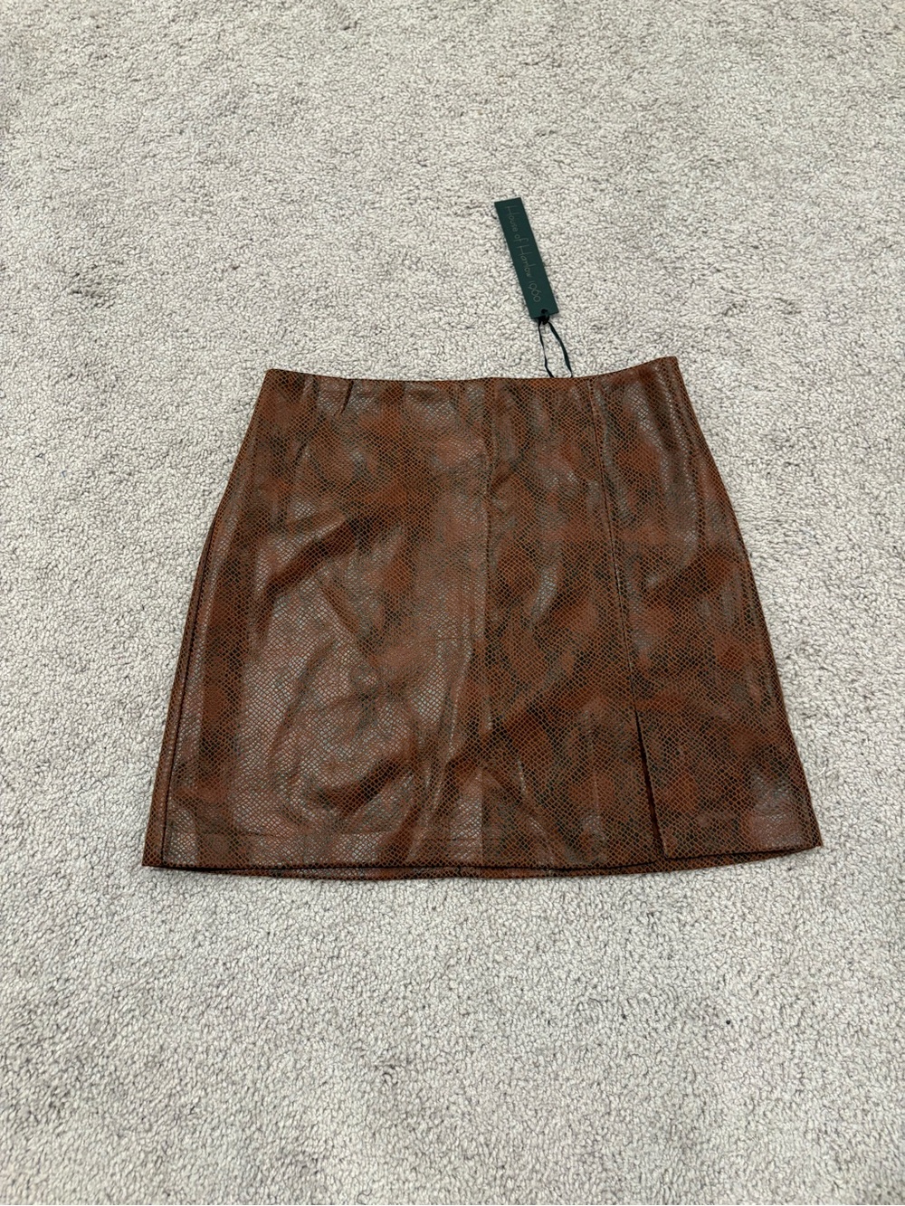 House of Harlow 1960 Brown Faux Snakeskin Mini Skirt